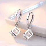 Silver Hoop Pendant Earring CZ Circle Jewelry Gift