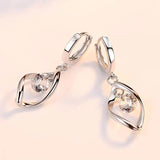 Silver Hoop Pendant Earring CZ Circle Jewelry Gift