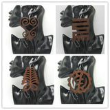 5 Pairs Adinkra Symbol Wood Earrings - Mix of 4 Designs