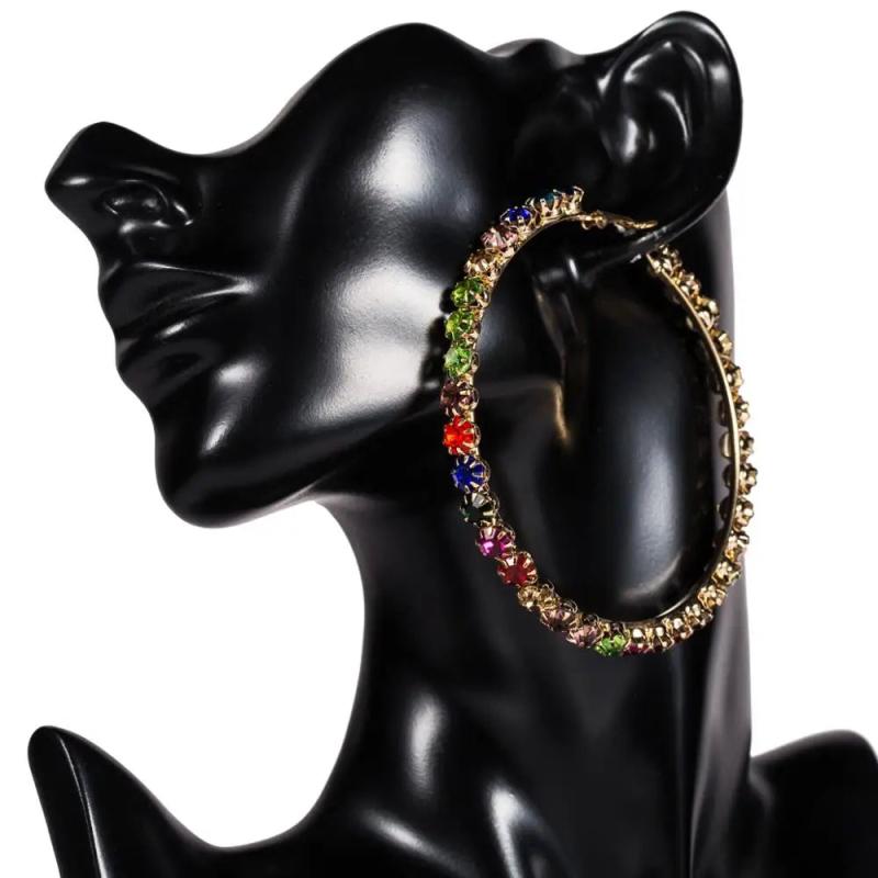 Bohemian Rhinestone Hoop Earrings Women's Jewelry