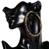 Bohemian Rhinestone Hoop Earrings Women's Jewelry