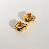 Textured Golden Small Croissant Hoop Earrings For Women