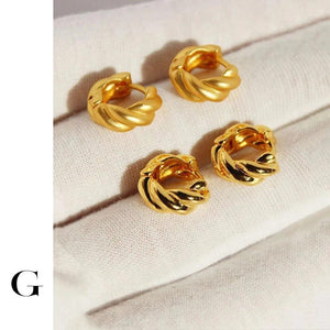 Textured Golden Small Croissant Hoop Earrings For Women