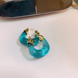 Geometric Transparent Resin Hoop Earrings for Women