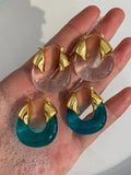 Geometric Transparent Resin Hoop Earrings for Women