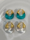 Geometric Transparent Resin Hoop Earrings for Women