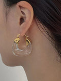 Geometric Transparent Resin Hoop Earrings for Women