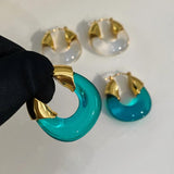Geometric Transparent Resin Hoop Earrings for Women