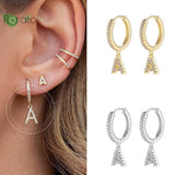 925 Silver Letter Earrings Zircon Hoop Wedding Jewelry Gift
