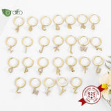 925 Silver Letter Earrings Zircon Hoop Wedding Jewelry Gift