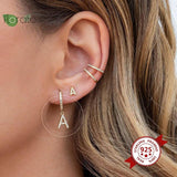 925 Silver Letter Earrings Zircon Hoop Wedding Jewelry Gift