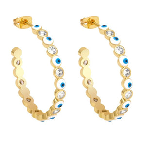 Enamel Colorful Greek Eye Big Circle Plated Earrings