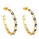 Enamel Colorful Greek Eye Big Circle Plated Earrings