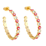 Enamel Colorful Greek Eye Big Circle Plated Earrings