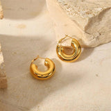 Youthway Stainless Steel Geometric Earrings Golden Stud Jewelry