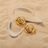 Youthway Stainless Steel Geometric Earrings Golden Stud Jewelry