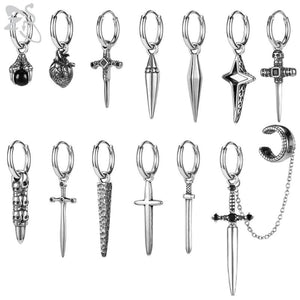 Sword Dagger Hoop Earring Gothic Punk Dangle Cartilage Stainless Steel