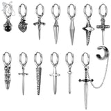 Sword Dagger Hoop Earring Gothic Punk Dangle Cartilage Stainless Steel