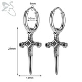 Sword Dagger Hoop Earring Gothic Punk Dangle Cartilage Stainless Steel