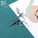 Sword Dagger Hoop Earring Gothic Punk Dangle Cartilage Stainless Steel