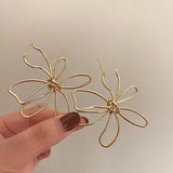 Bilandi Big Flower Earrings Style Hollow Metal Dangle Drop Earrings