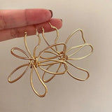 Bilandi Big Flower Earrings Style Hollow Metal Dangle Drop Earrings