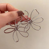 Bilandi Big Flower Earrings Style Hollow Metal Dangle Drop Earrings
