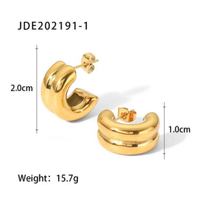 Uworld Double Layer CC Shaped Chunky Earrings for Women