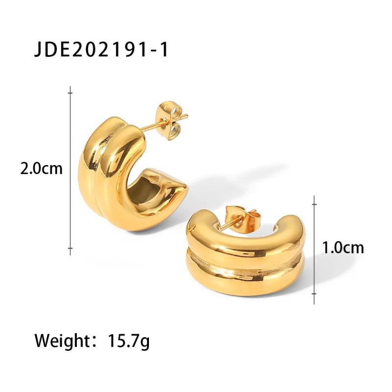 Uworld Double Layer CC Shaped Chunky Earrings for Women