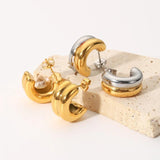 Uworld Double Layer CC Shaped Chunky Earrings for Women