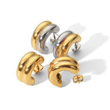 Uworld Double Layer CC Shaped Chunky Earrings for Women