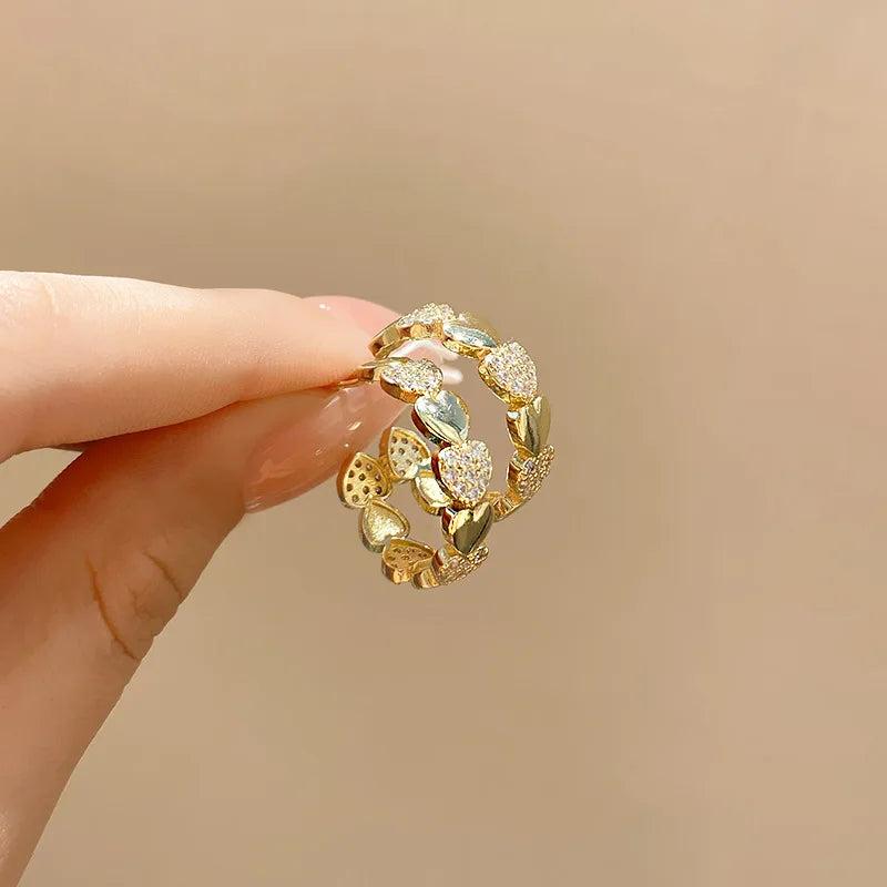 Geometric Crystal Love Zircon Hoop Earrings Metal Jewelry