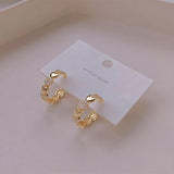 Geometric Crystal Love Zircon Hoop Earrings Metal Jewelry