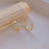 Geometric Crystal Love Zircon Hoop Earrings Metal Jewelry