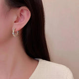 Geometric Crystal Love Zircon Hoop Earrings Metal Jewelry
