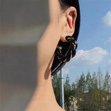 Leather Metal Twist Weave Earrings Geometric Circle Hoop for Women Girls Party
