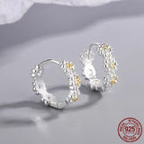 Daisy Hoop Earrings Geometric Dangle Mosaic Stud Earring Gift 925