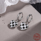 Daisy Hoop Earrings Geometric Dangle Mosaic Stud Earring Gift 925