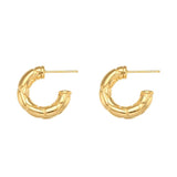 Bold Snakeskin Checker Thick 18K Plated Hoop Earrings