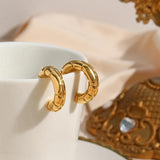Bold Snakeskin Checker Thick 18K Plated Hoop Earrings