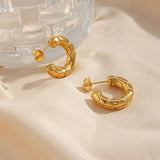 Bold Snakeskin Checker Thick 18K Plated Hoop Earrings