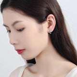 925 Silver Zirconia Hoop Earrings Classic Jewelry