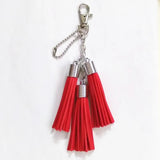 13 Colors Pu Leather Tassels Key Chain Women Keychain Bag Pendant Sliver Cap Car