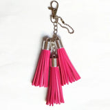 13 Colors Pu Leather Tassels Key Chain Women Keychain Bag Pendant Sliver Cap Car