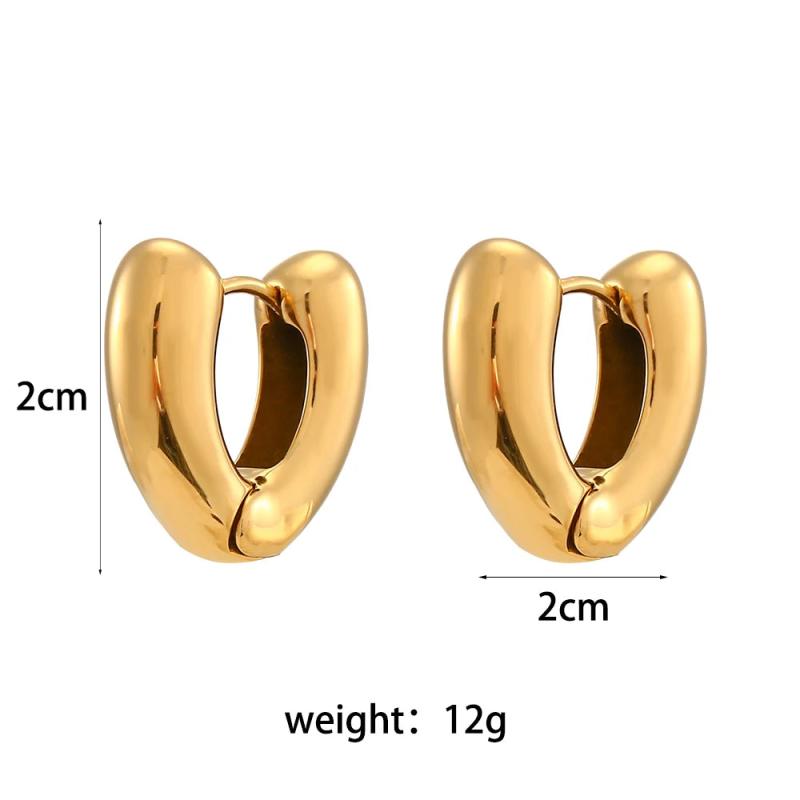 Sweet Heart Chunky Hoop Earrings Stainless Steel PVD Plated