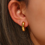 Sweet Heart Chunky Hoop Earrings Stainless Steel PVD Plated