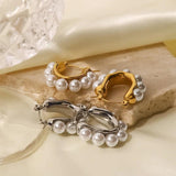Romantic Shell Pearls Stainless Steel Earrings Women Bijoux