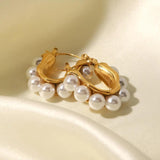 Romantic Shell Pearls Stainless Steel Earrings Women Bijoux