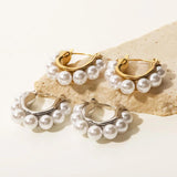 Romantic Shell Pearls Stainless Steel Earrings Women Bijoux