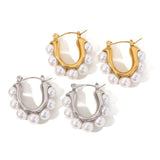Romantic Shell Pearls Stainless Steel Earrings Women Bijoux